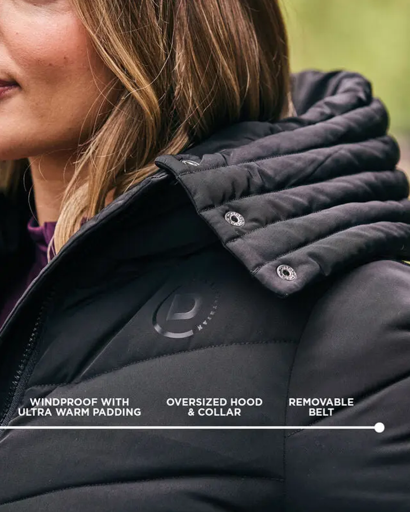Dublin Ladies Belted Longline Puffer - Black-1