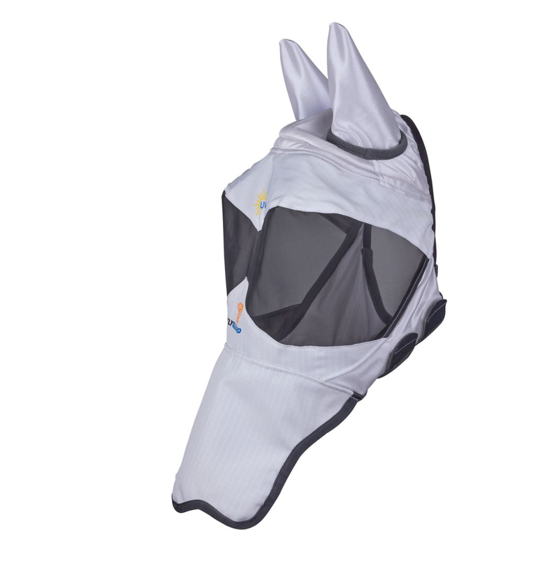 Shires FlyGuard Pro Sun Shade Fly Mask With Ears and Nose - White-1