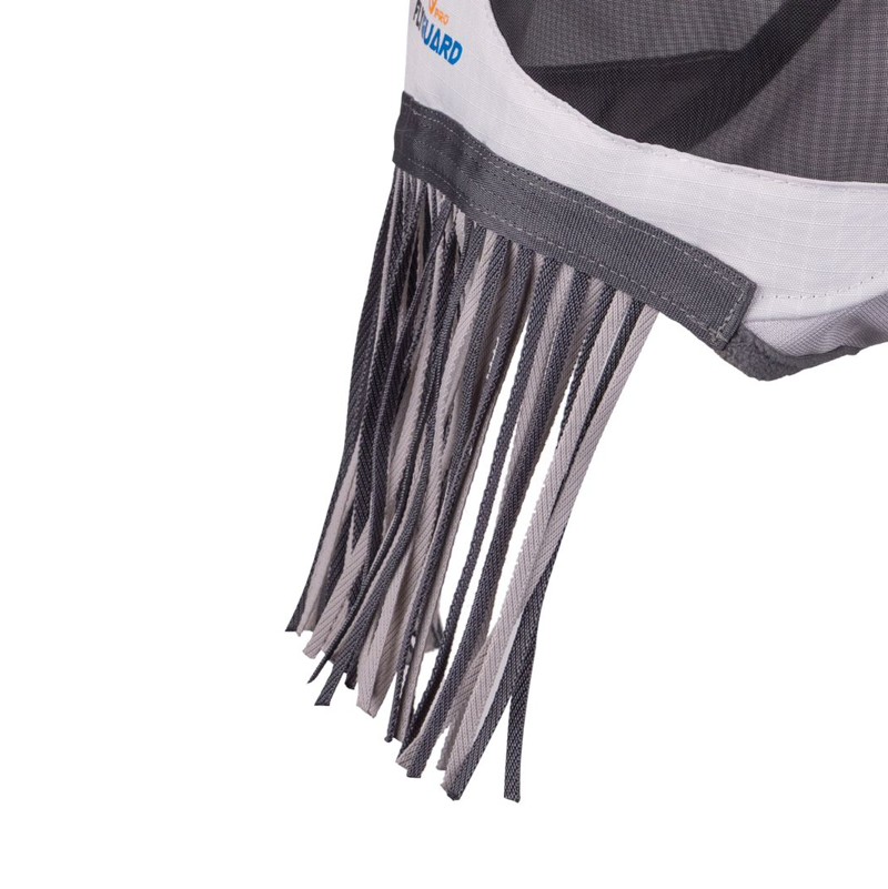 Shires FlyGuard Pro Sun Shade Fly Mask With Ears and Nose Fringe - White-2