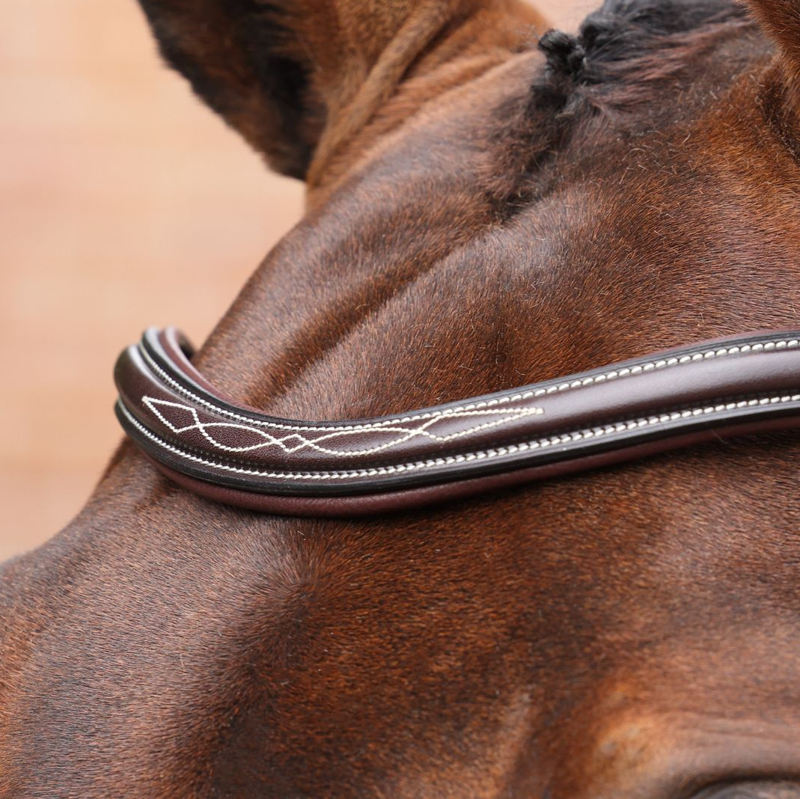Shires Velociti LUSSO Opus Dressage Flash Bridle - Havana-3