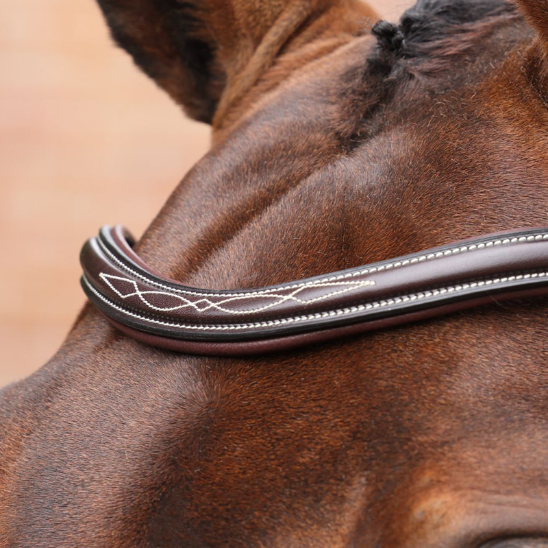 Shires Velociti LUSSO Opus Dressage Cavesson Bridle - Havana-2