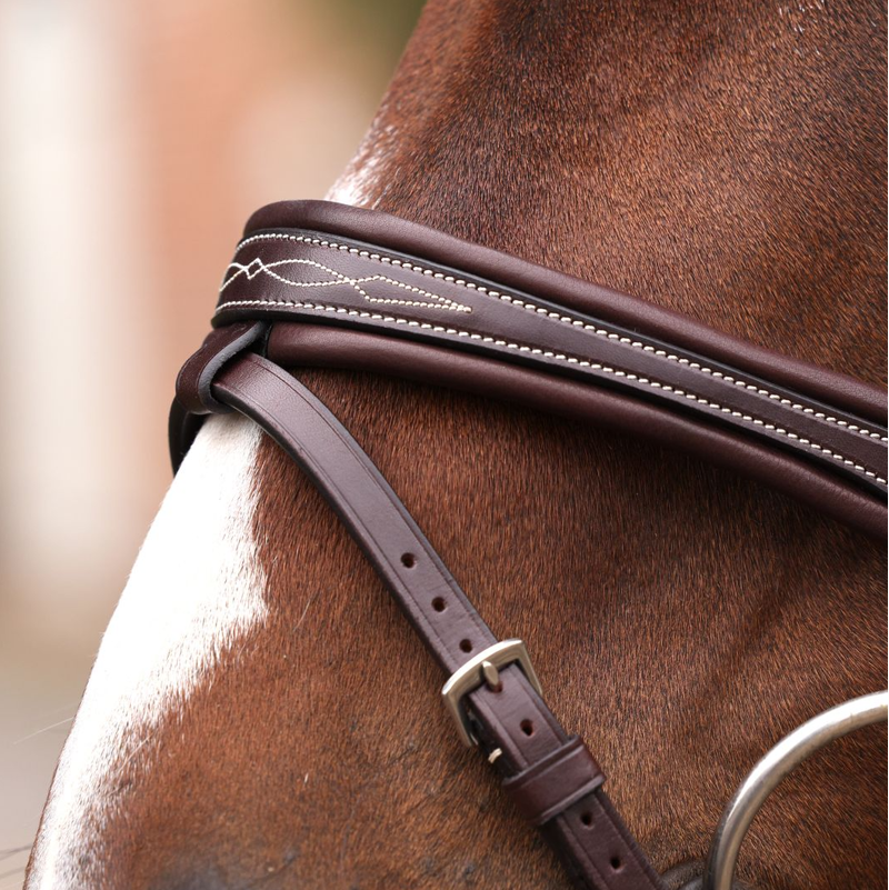 Shires Velociti LUSSO Opus Padded Flash Bridle - Havana-2