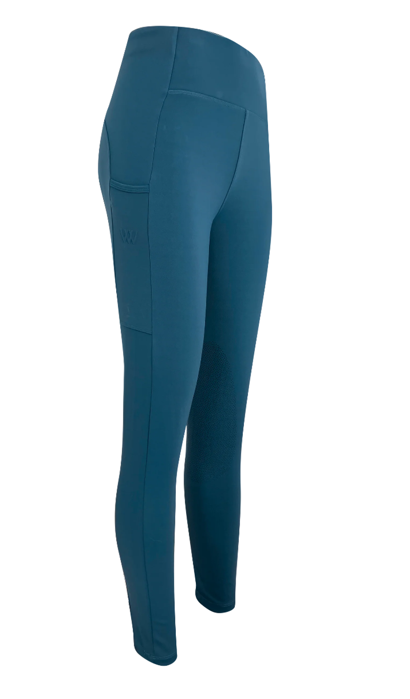 Woof Wear Original Women's Knee Grip Riding Tights - Petrol Blue 
