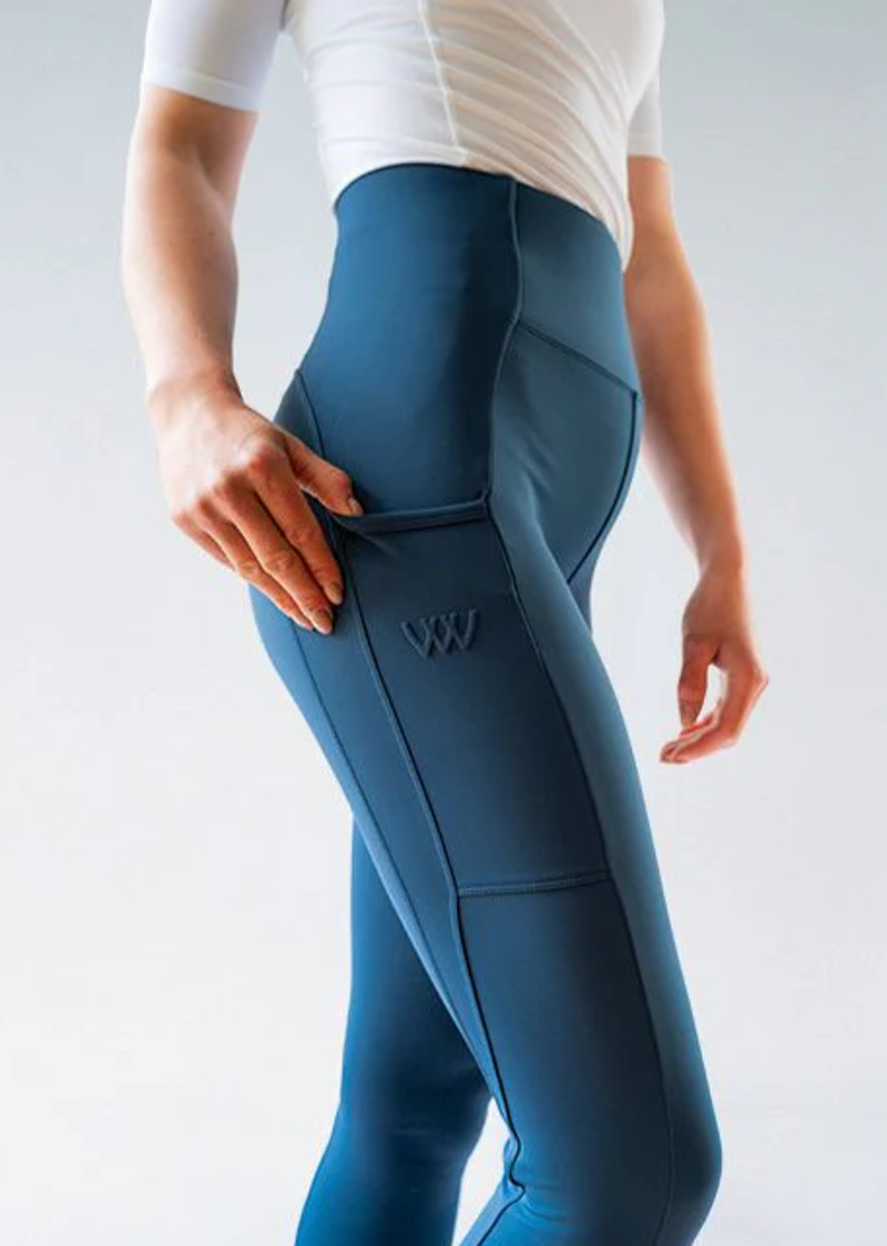 Woof Wear Original Women's Knee Grip Riding Tights - Petrol Blue -2