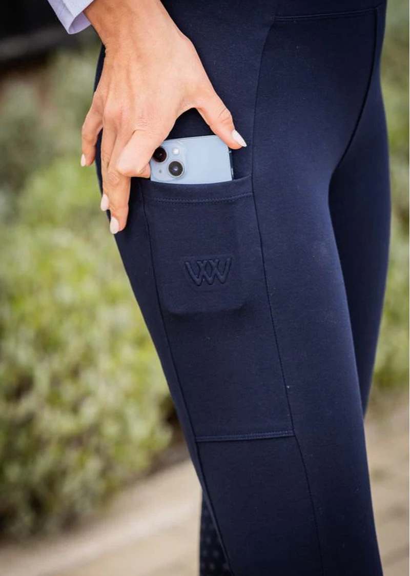 Woof Wear Women's Full Seat Winter Riding Tights - Navy-2