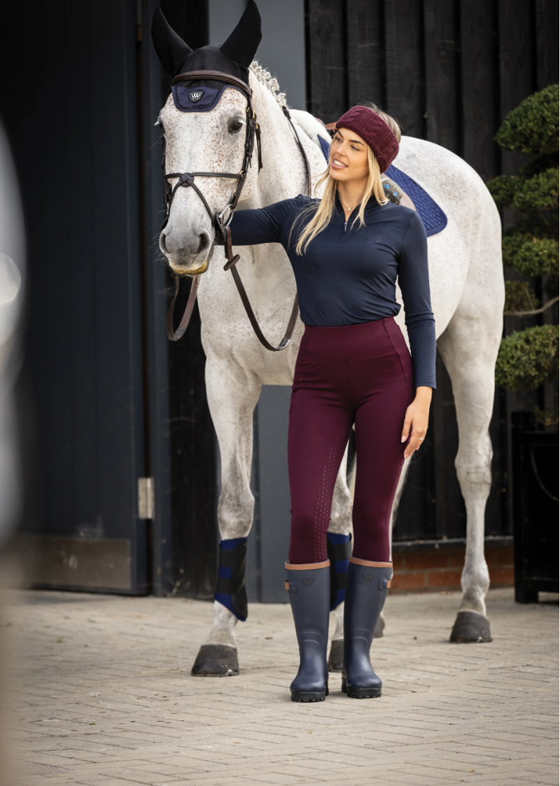 Woof Wear Women's Full Seat Winter Riding Tights - Plum-3