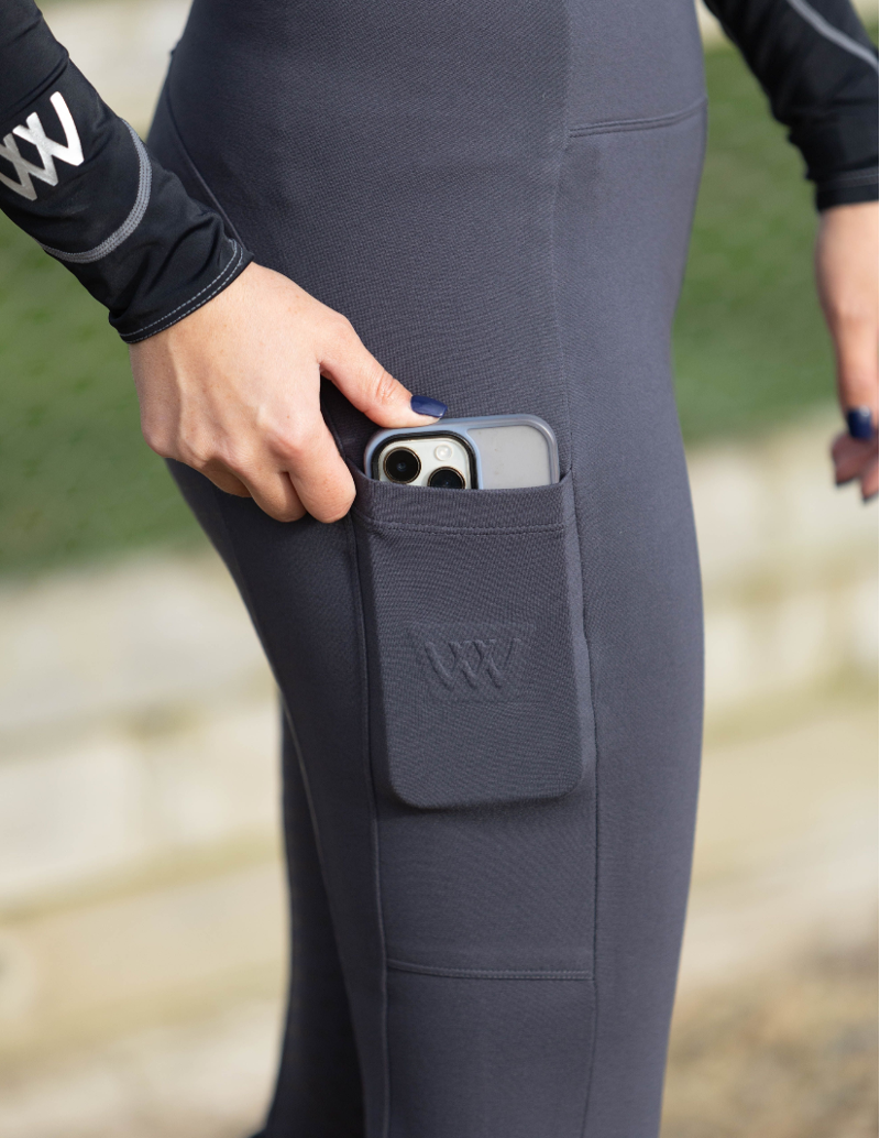 Woof Wear Women's Full Seat Winter Riding Tights - Slate-2