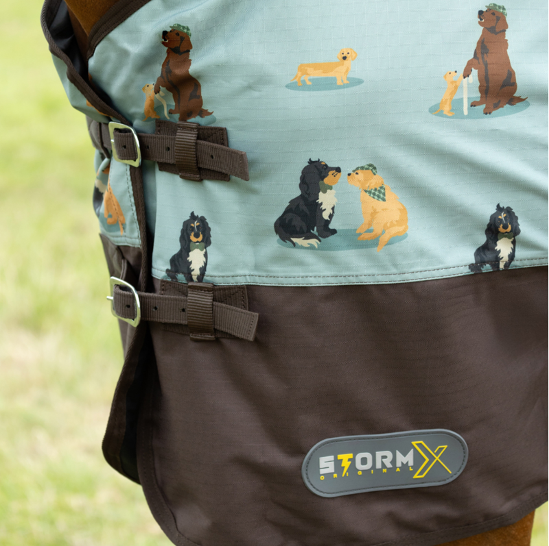 StormX Original It's A Dog's Life 0g Turnout Rug - Dusty Blue-2