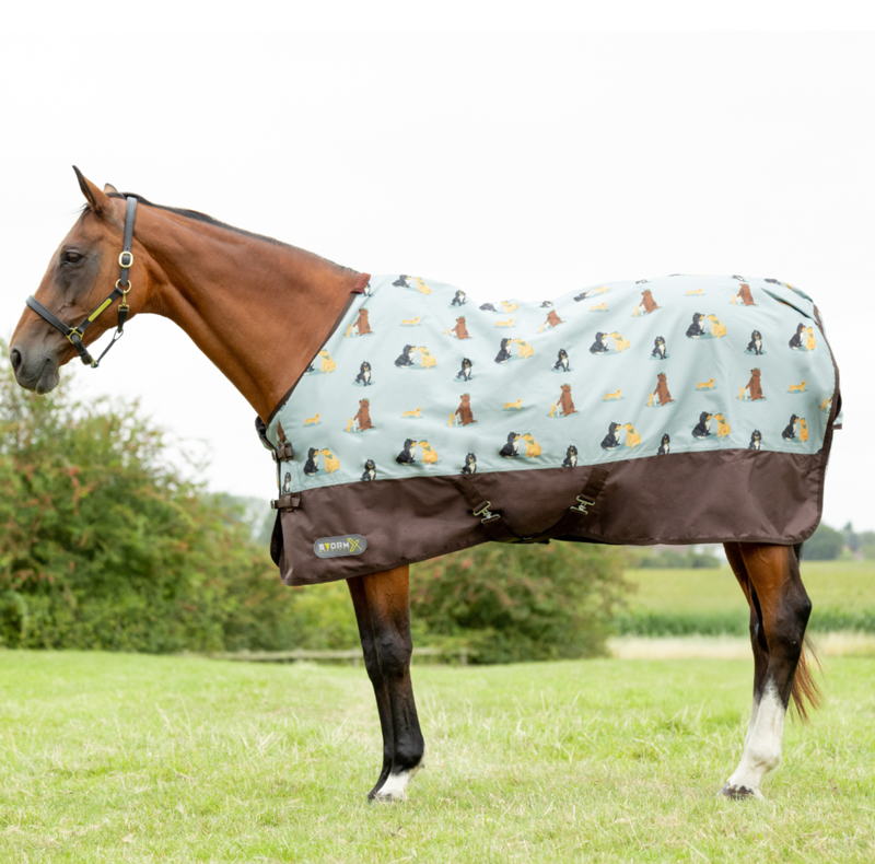 StormX Original It's A Dog's Life 50g Turnout Rug - Dusty Blue-1