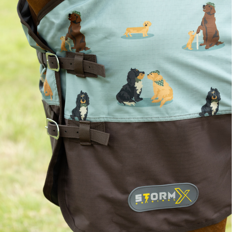 StormX Original It's A Dog's Life 50g Turnout Rug - Dusty Blue-3