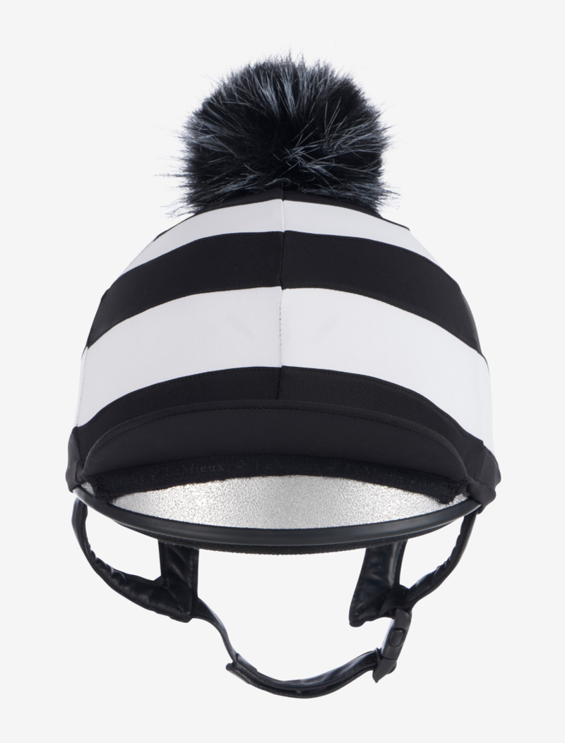 LeMieux Horizontal Stripe Pom Hat Silk - Black -1