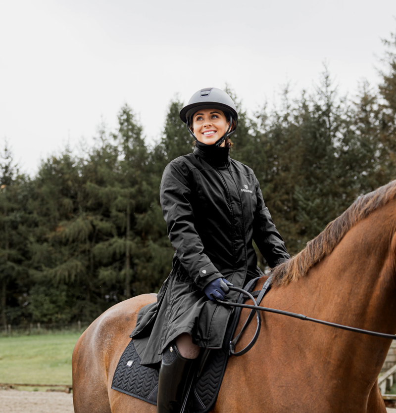 EQUIDRY BRONTE Ladies Fitted Waterproof Jacket With Removable Hood - Black-4