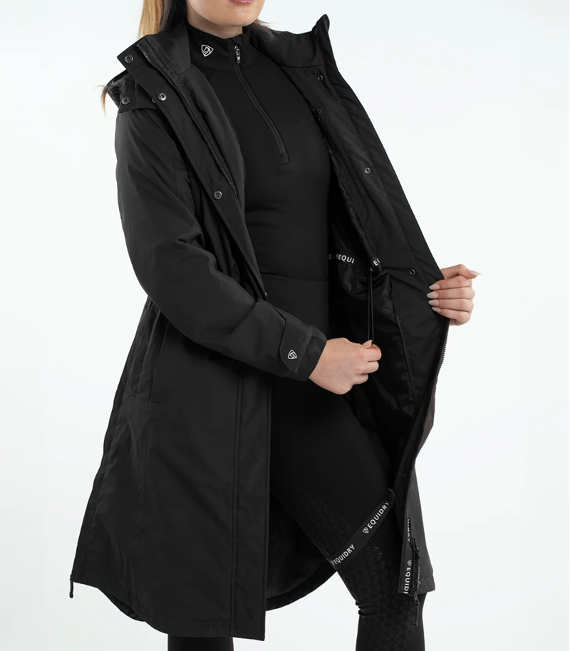 EQUIDRY BRONTE Ladies Fitted Waterproof Jacket With Removable Hood - Black-1
