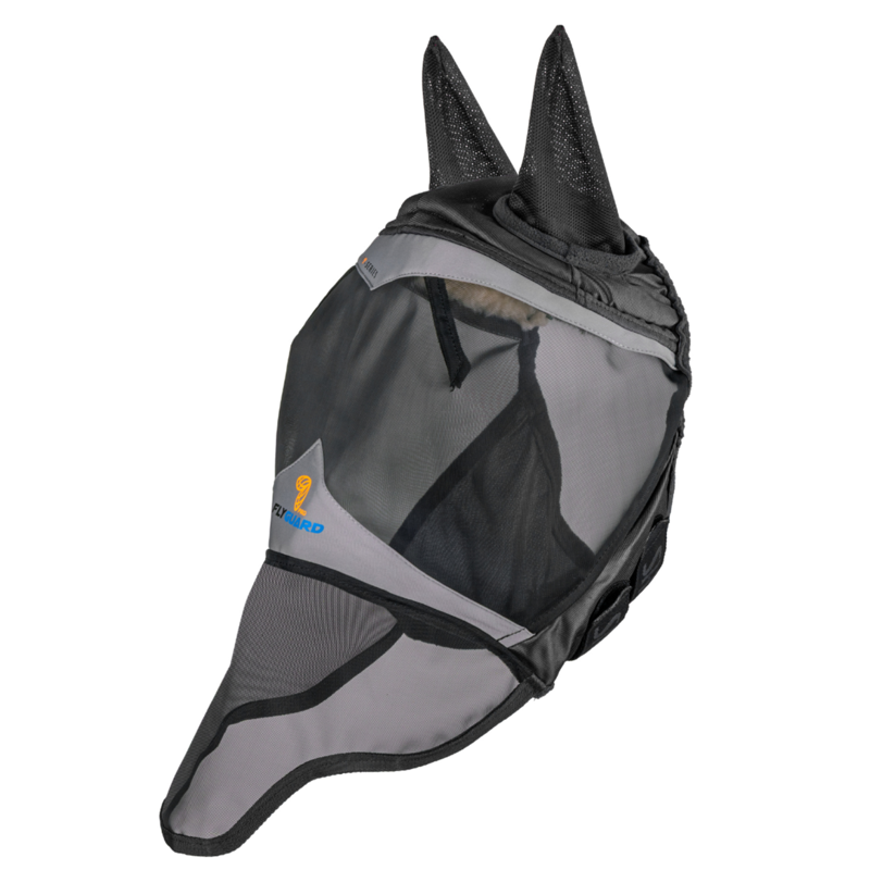 Shires FlyGuard Pro Fine Mesh Fly Mask With Ears and Nose - Jet-1