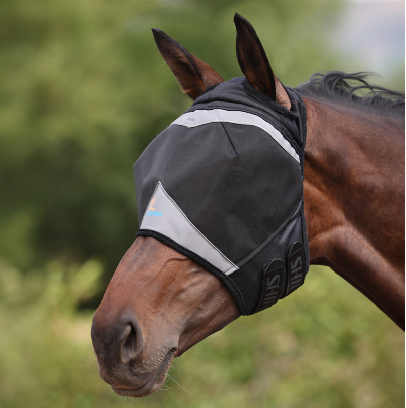 Shires FlyGuard Pro Fine Mesh Fly Mask With Ear Hole - Jet-1