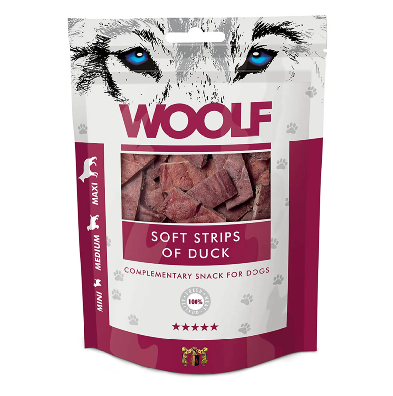 Woolf Soft Strips Of Duck Dog Treats - 100g