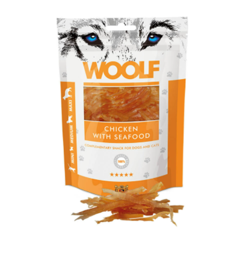 Woolf Chicken With Seafood Dog Treats - 100g