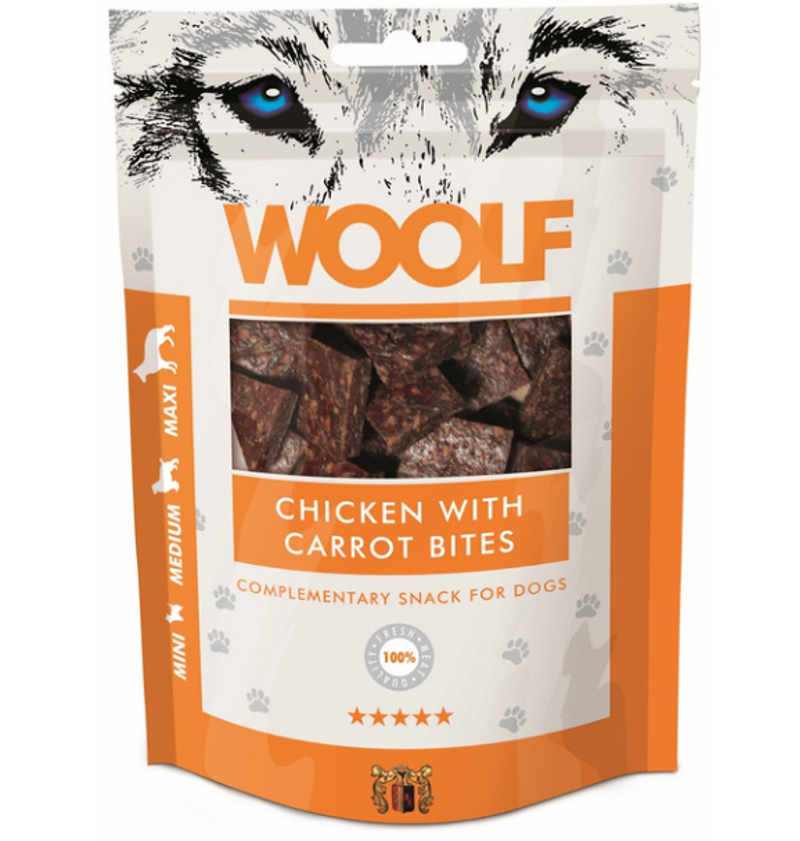 Woolf Chicken With Carrot Bites Dog Treats - 100g
