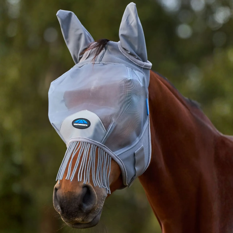 WeatherBeeta ComFiTec Fine Mesh Fly Mask With Ears and Tassels - Grey