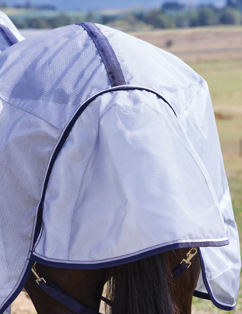 WeatherBeeta ComFiTec Hexi Shield Fly Rug Combo - Silver/Navy/White -4
