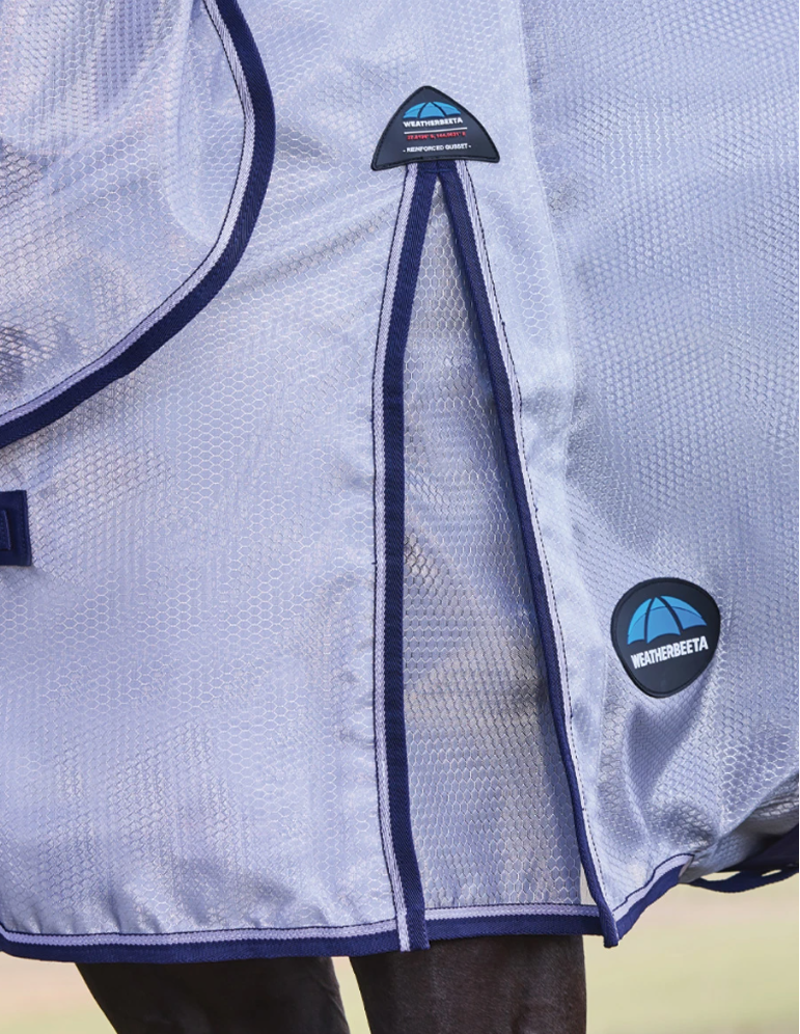 WeatherBeeta ComFiTec Hexi Shield Fly Rug Combo - Silver/Navy/White -2