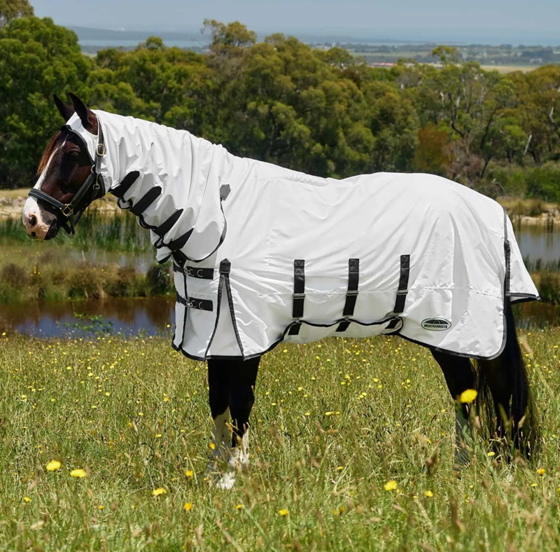 WeatherBeeta ComFiTec Sweet Itch Shield Fly Rug Combo Neck - White/Charcoal 