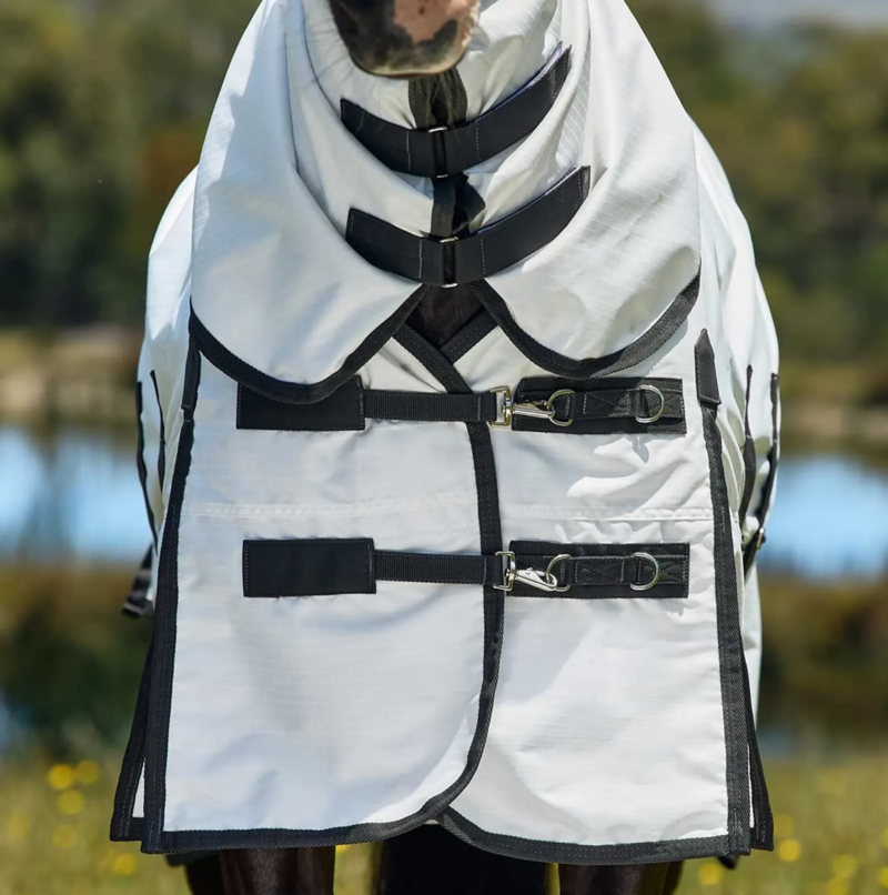 WeatherBeeta ComFiTec Sweet Itch Shield Fly Rug Combo Neck - White/Charcoal -1