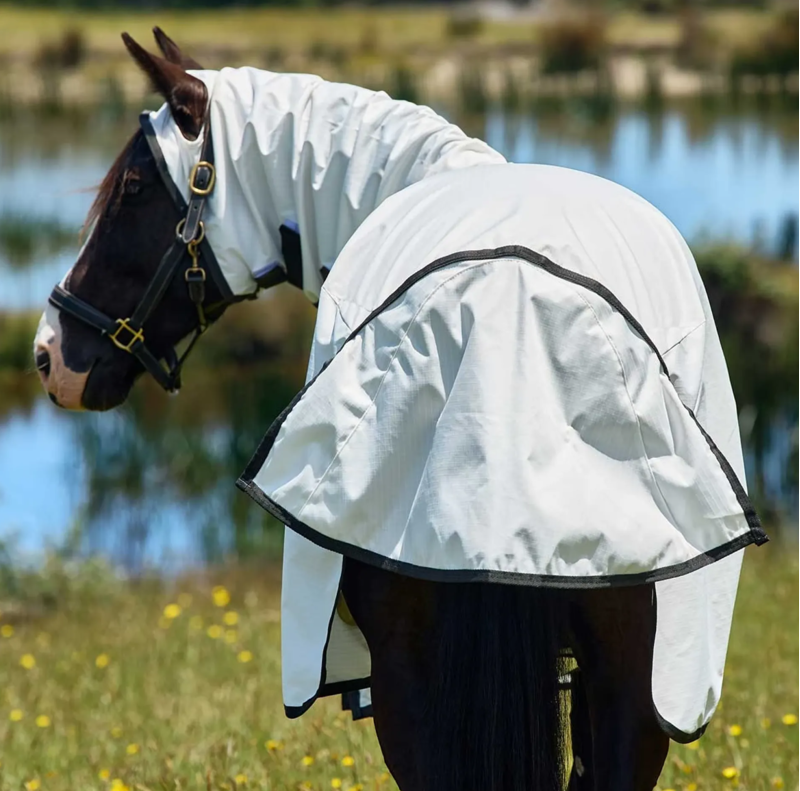 WeatherBeeta ComFiTec Sweet Itch Shield Fly Rug Combo Neck - White/Charcoal -2