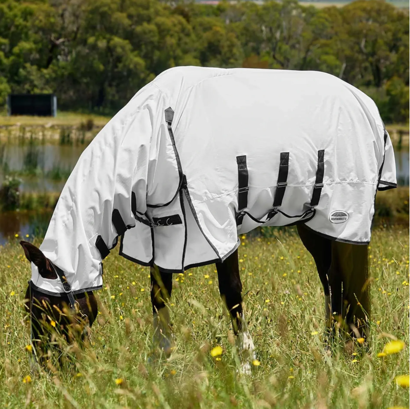 WeatherBeeta ComFiTec Sweet Itch Shield Fly Rug Combo Neck - White/Charcoal -4
