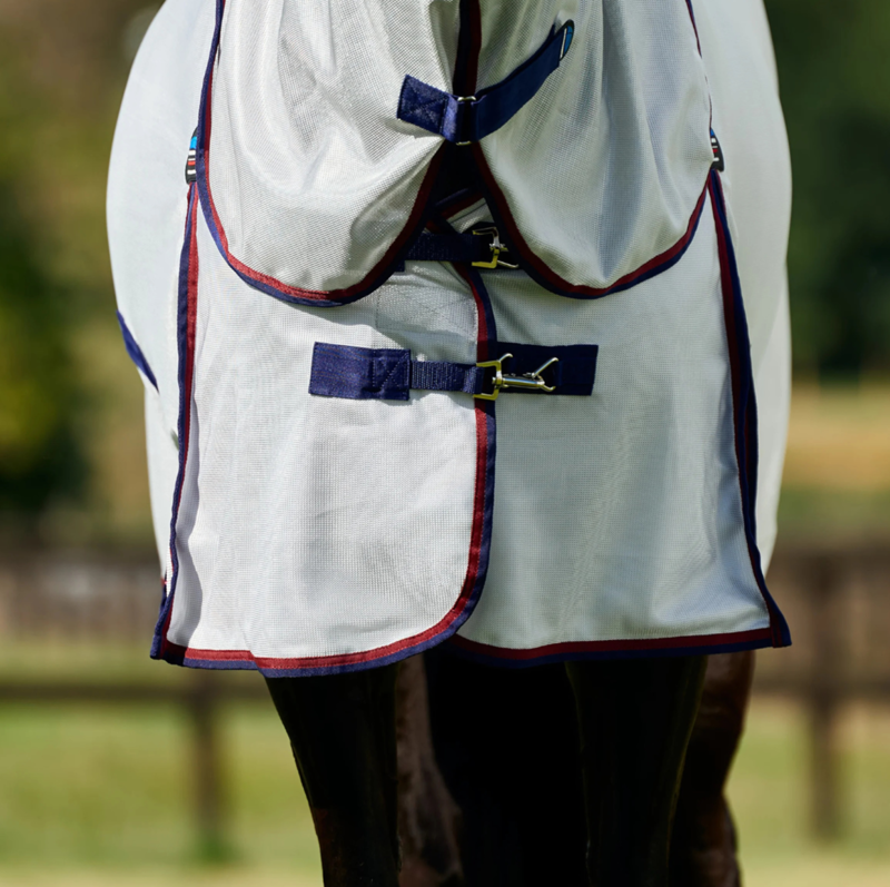 WeatherBeeta ComFiTec Airflow Fly Rug Detach-A-Neck - Grey/Navy/Burgundy-1