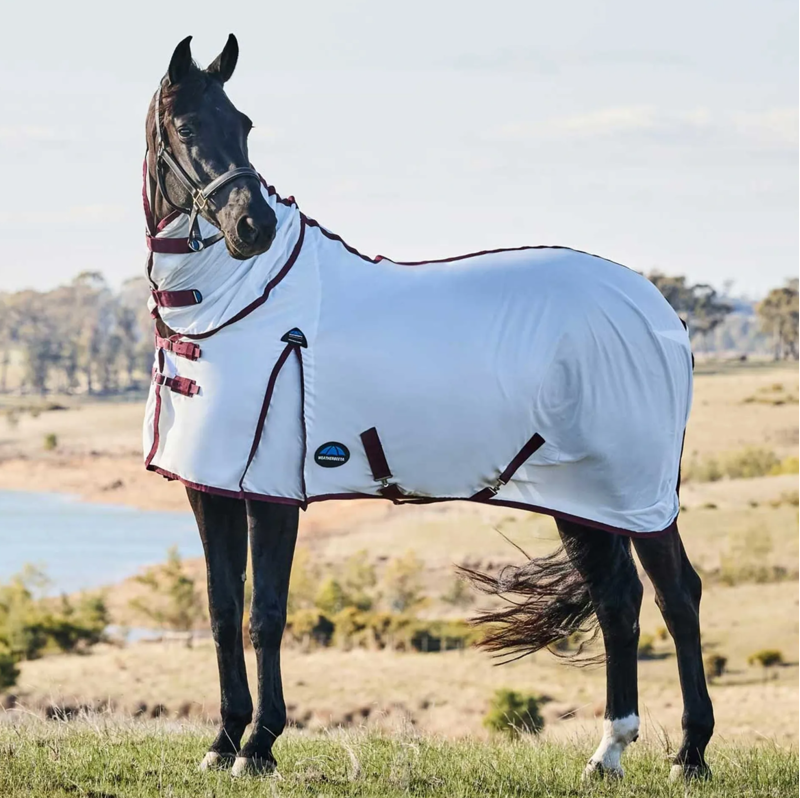 WeatherBeeta ComFiTec Essential Fly Sheet Combo Rug - White/Burgundy -3