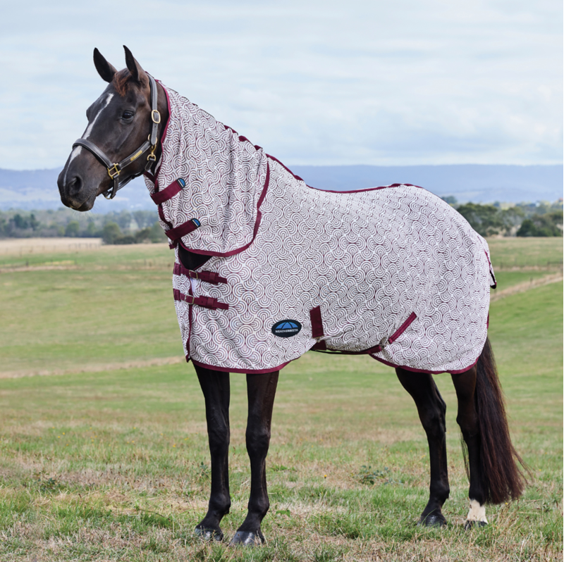 WeatherBeeta ComFiTec Limited Edition Fly Sheet Combo Rug - White/Burgundy Bit Print