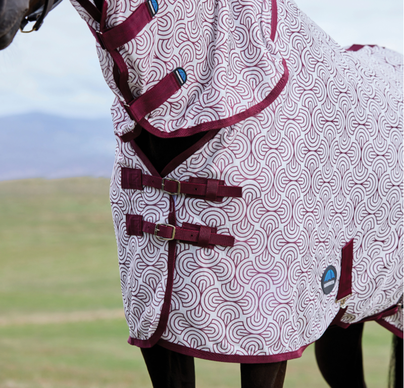 WeatherBeeta ComFiTec Limited Edition Fly Sheet Combo Rug - White/Burgundy Bit Print-1