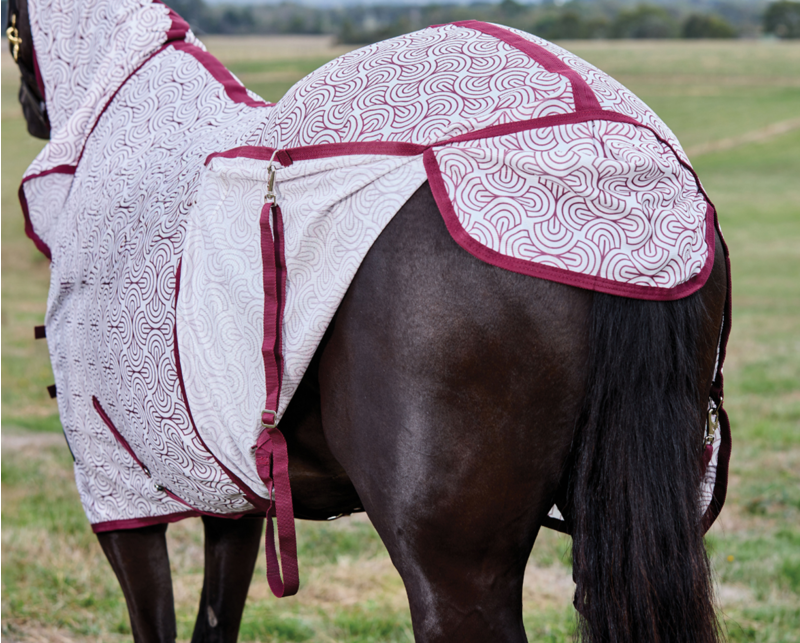 WeatherBeeta ComFiTec Limited Edition Fly Sheet Combo Rug - White/Burgundy Bit Print-2