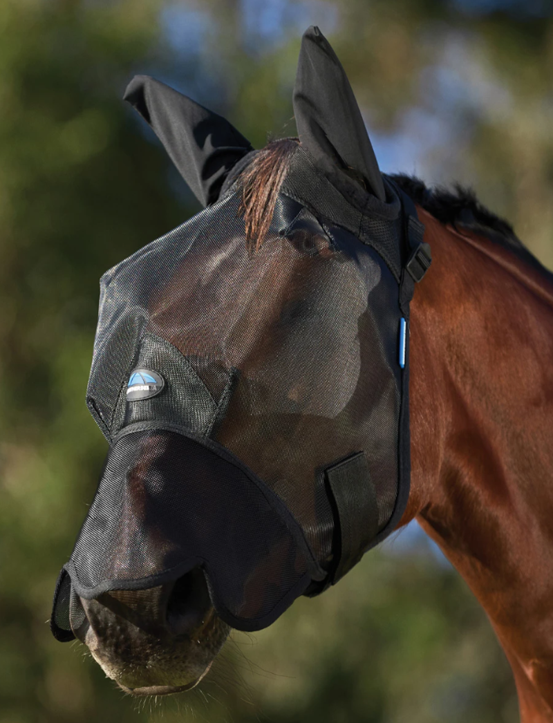 WeatherBeeta ComFiTec Insect Guard Fly Mask With Ears and Nose - Black