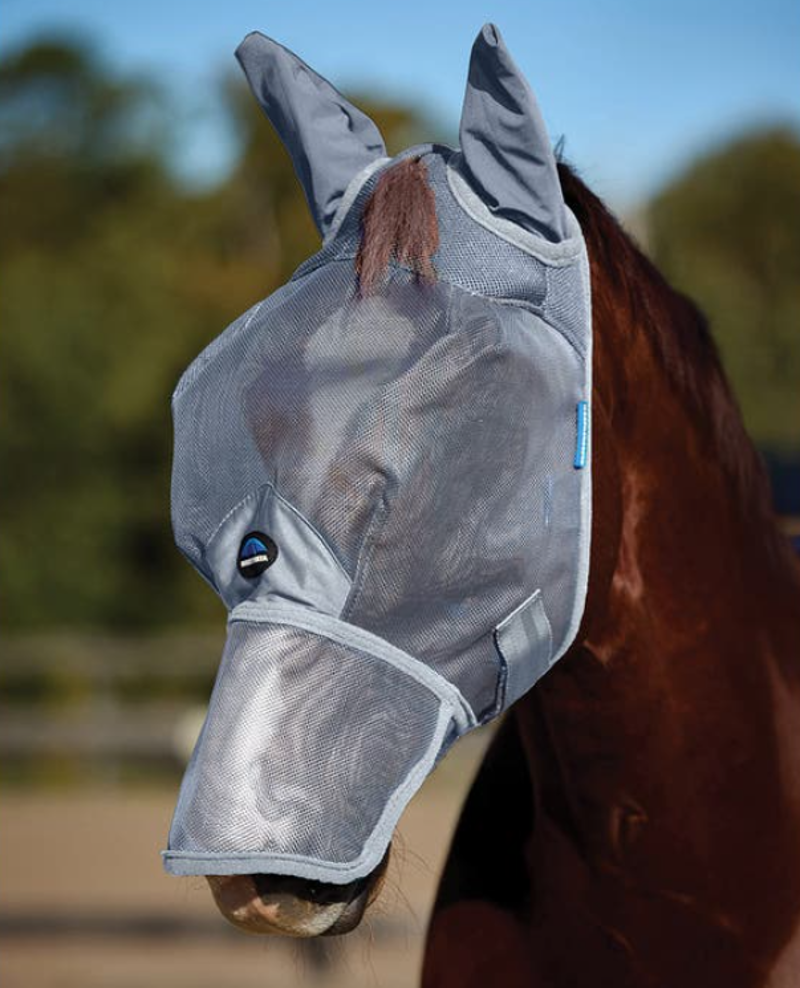 WeatherBeeta ComFiTec Durable Mesh Fly Mask With Ears and Nose-  Grey 
