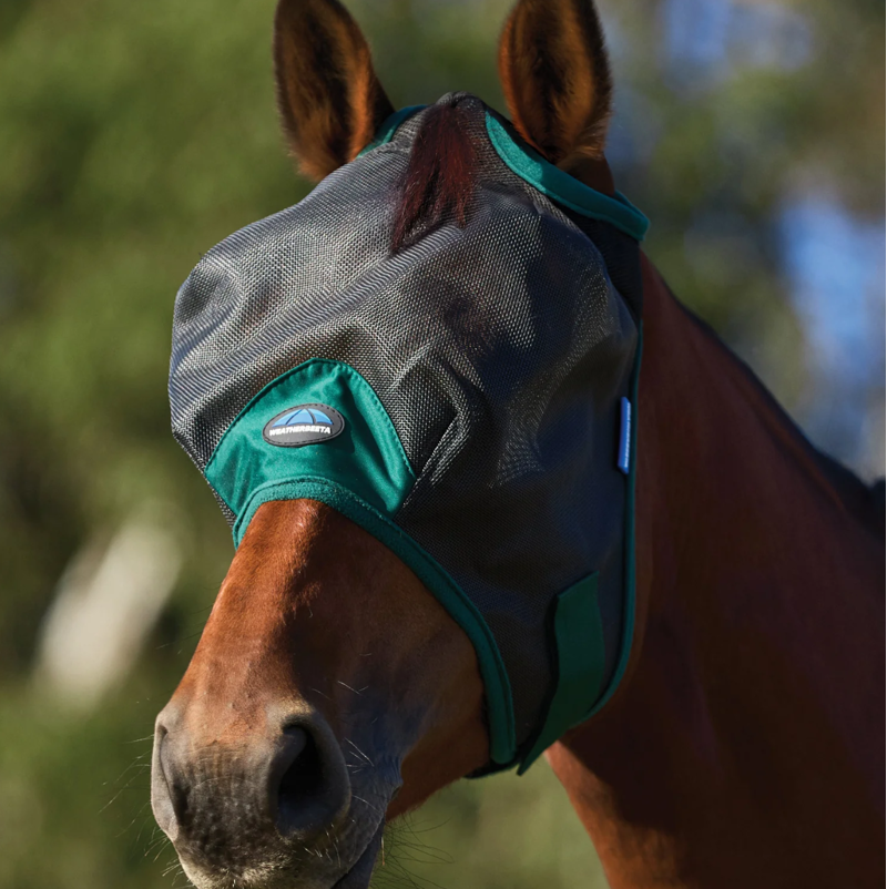 WeatherBeeta ComFiTec Durable Mesh Fly Mask - Black/Forest Green 