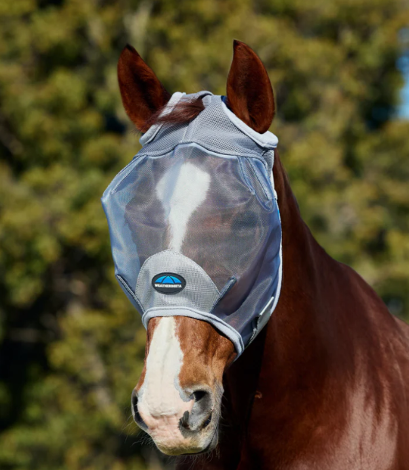 WeatherBeeta ComFiTec Durable Mesh Fly Mask With Ears - Grey 