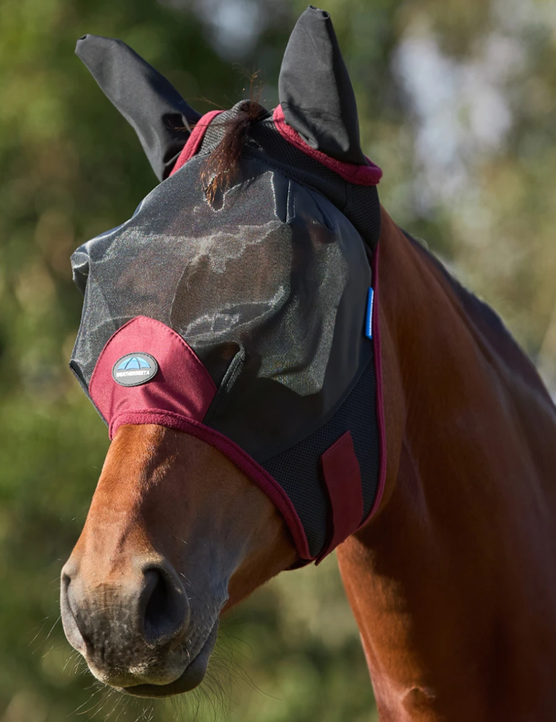 WeatherBeeta ComFiTec Fine Mesh Fly Mask - Black/Burgundy