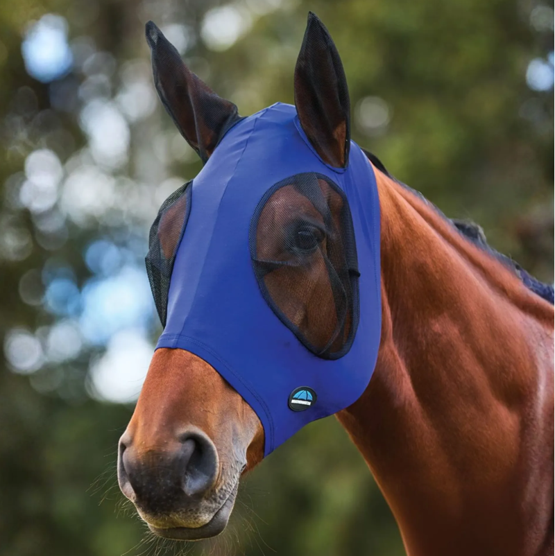 WeatherBeeta ComFiTec Deluxe Stretch Fly Mask With Ears - Cobalt/Black 