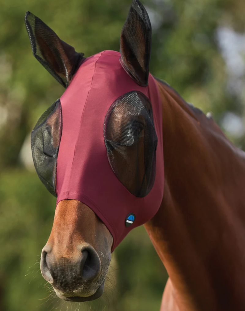 WeatherBeeta ComFiTec Stretch Fly Mask With Ears - Burgundy/Black 
