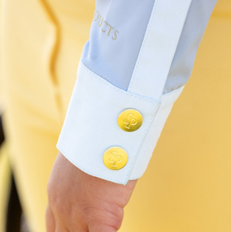 Supreme Products Long Sleeve Champion Junior Show Rider Competition Shirt With Zip - Blue/White-2