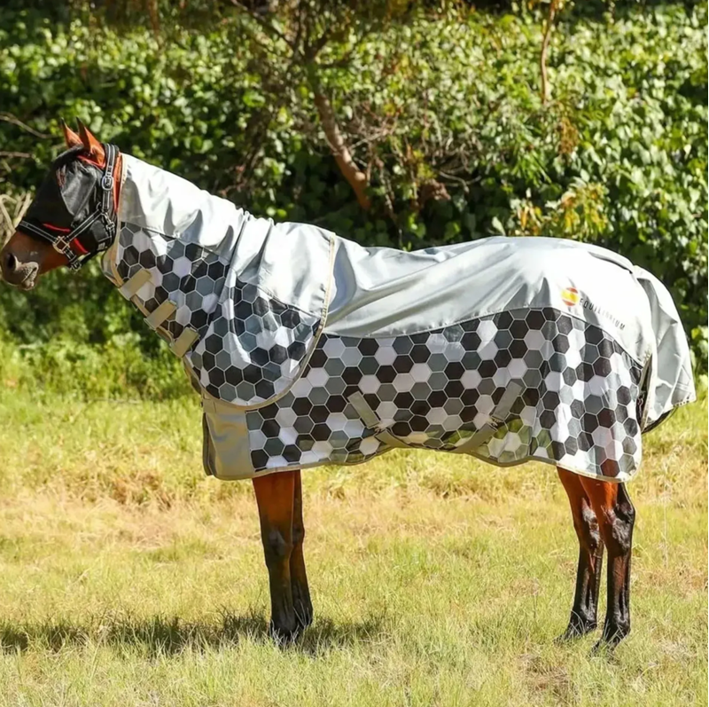 Equilibrium Field Relief Waterproof Detachable Neck Fly Rug - Silver/Mango