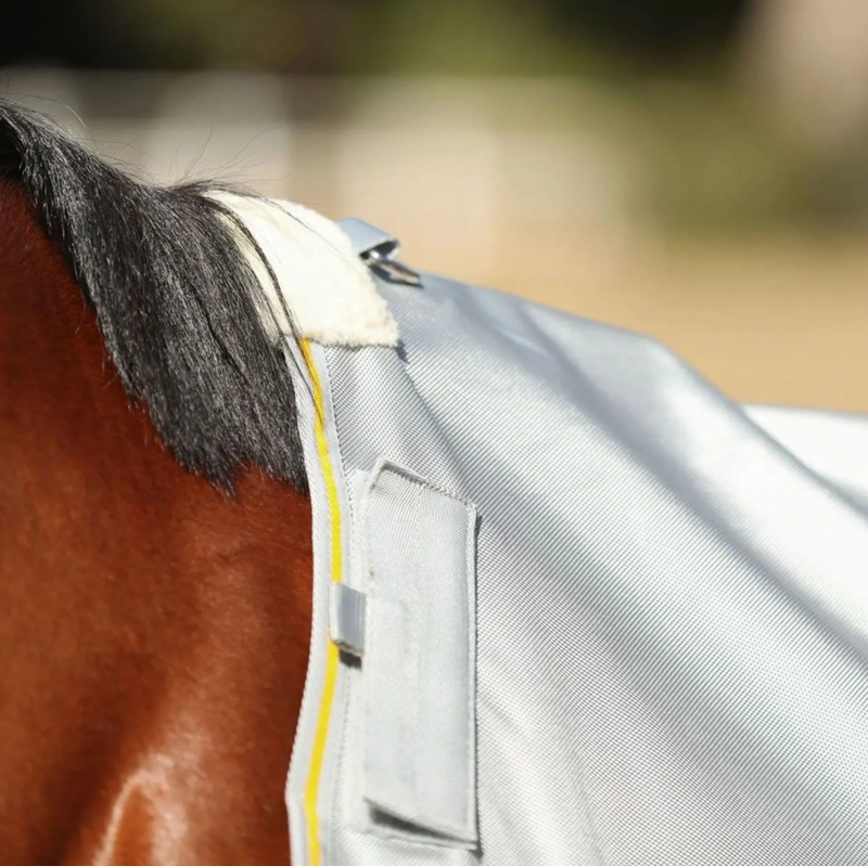 Equilibrium Field Relief Waterproof Detachable Neck Fly Rug - Silver/Mango-1