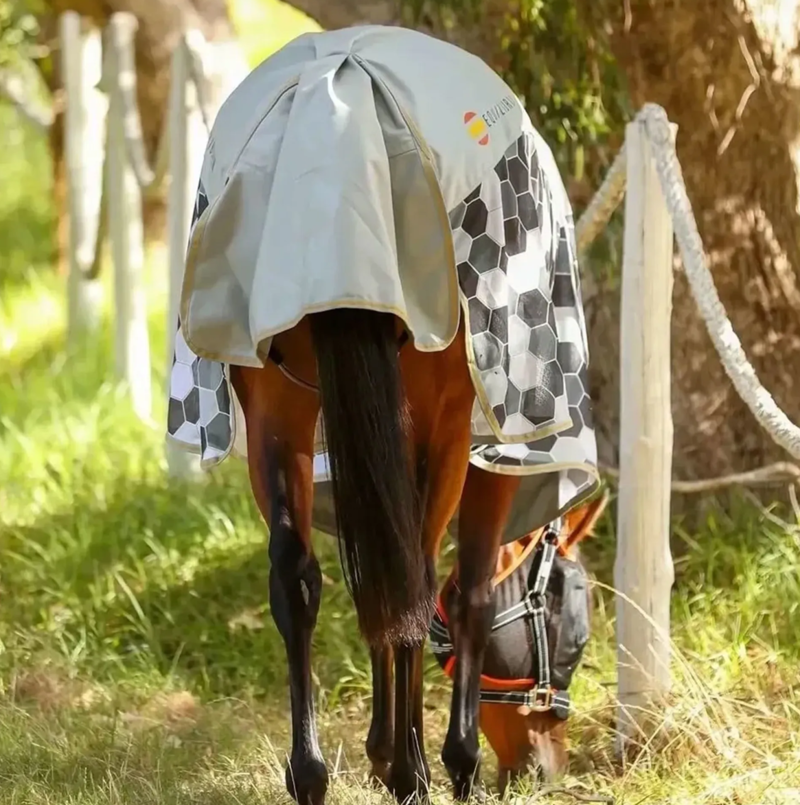 Equilibrium Field Relief Waterproof Detachable Neck Fly Rug - Silver/Mango-5