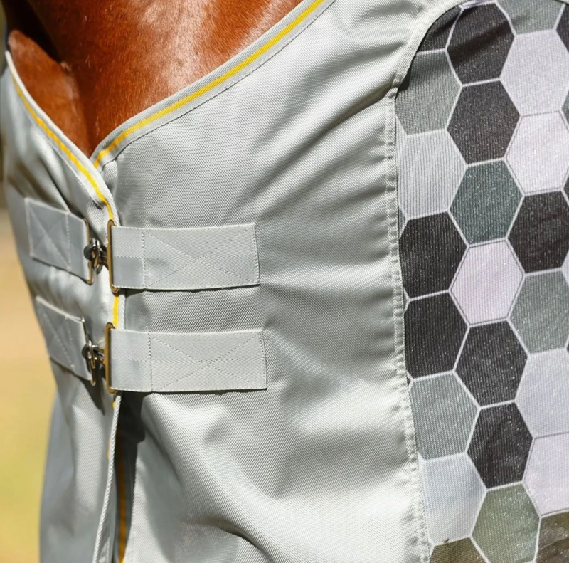 Equilibrium Field Relief Waterproof Detachable Neck Fly Rug - Silver/Mango-2