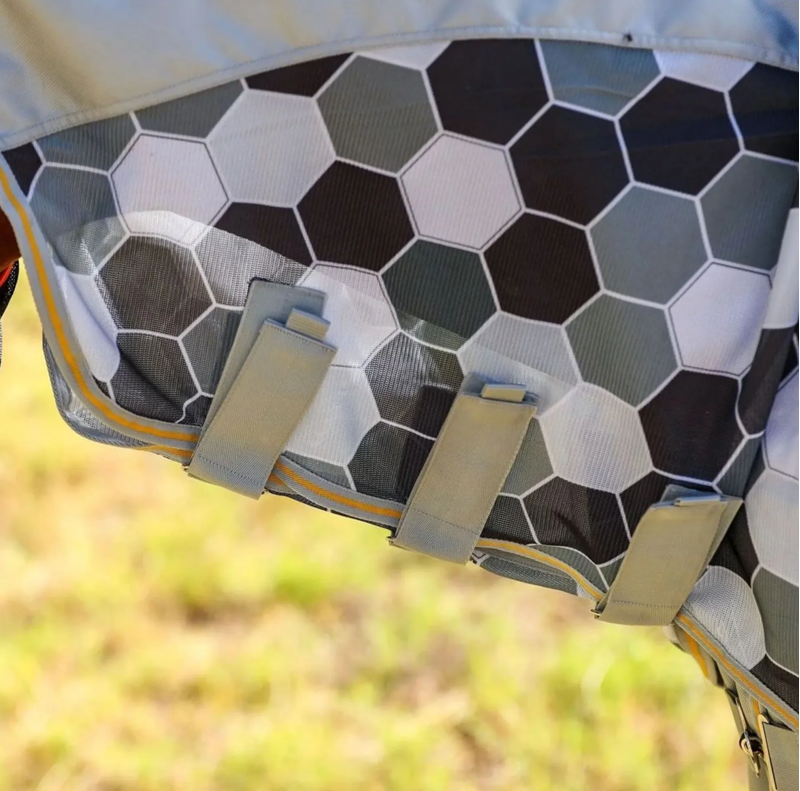 Equilibrium Field Relief Waterproof Detachable Neck Fly Rug - Silver/Mango-3