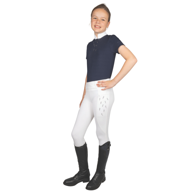 Hy Equestrian Children's Roka Reign Riding Tights - White-2