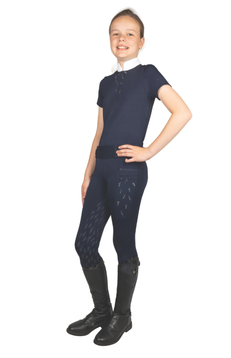 Hy Equestrian Children's Roka Reign Riding Tights - Navy-1