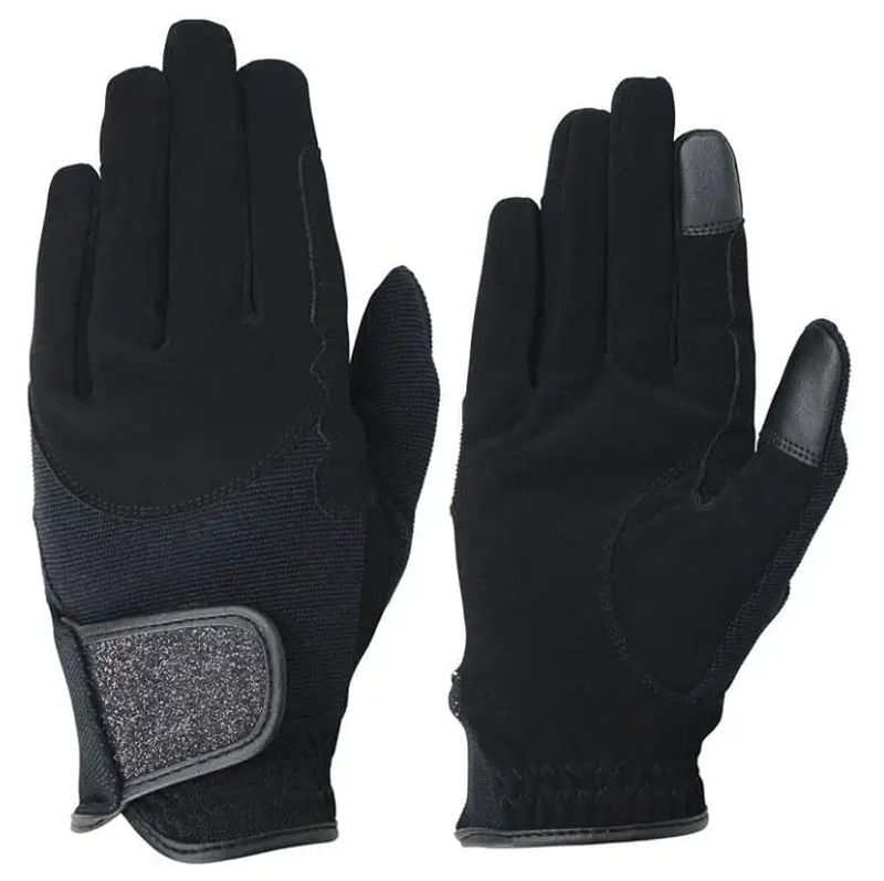 Hy Equestrian Roka Riding Gloves - Black/Black 